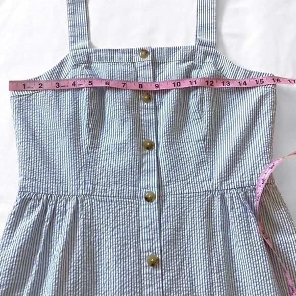 J. Crew Striped Seersucker Button Front Dress - Picture 2 of 6